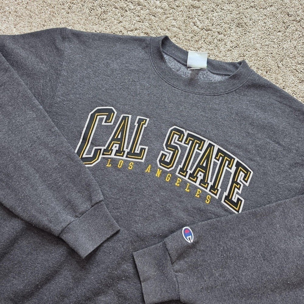 Cal State LA Sweatshirt Mens Medium Gray Pullover NCAA Football Champion Adult *